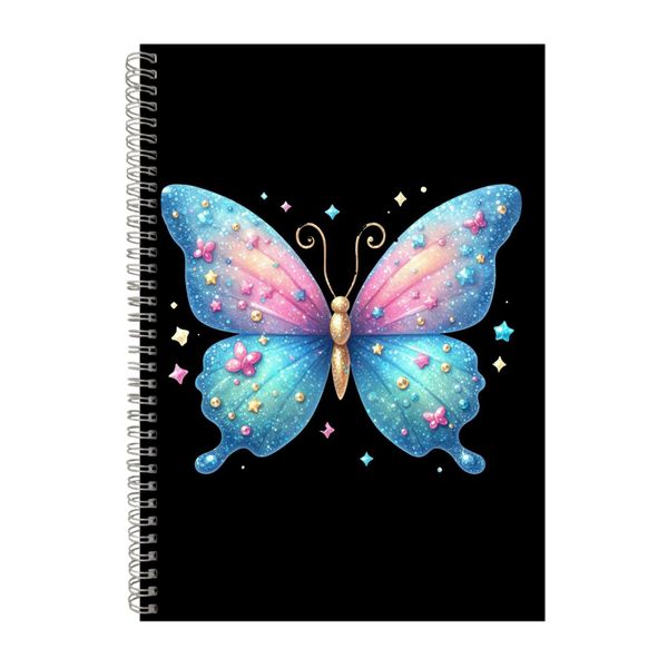 Blue Pink A4 Notebook Spiral Lined Notepad Glitt image