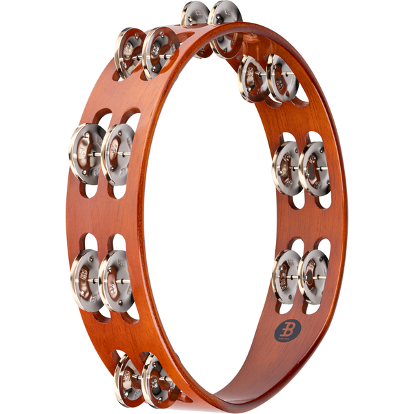 MEINL Percussion Wood Tambourine 2 Rows Steel Jingles - African Brown