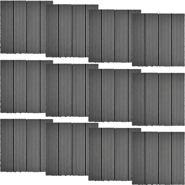 12 Pcs Outdoor Deck Tiles Balcony Floor Tiles - Gray