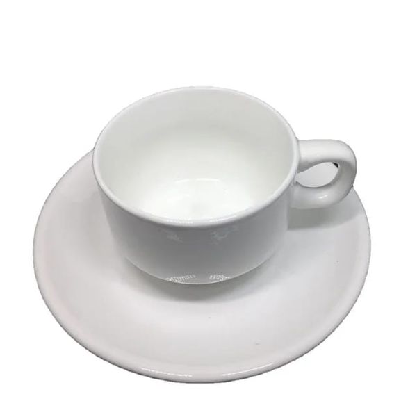 Nordic Style Classic White Ceramic Coffee Mug And Saucer Set