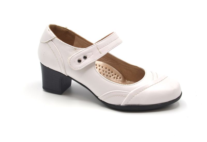 TTP Ladies Square Toe Block Heel Court Shoe with Strap