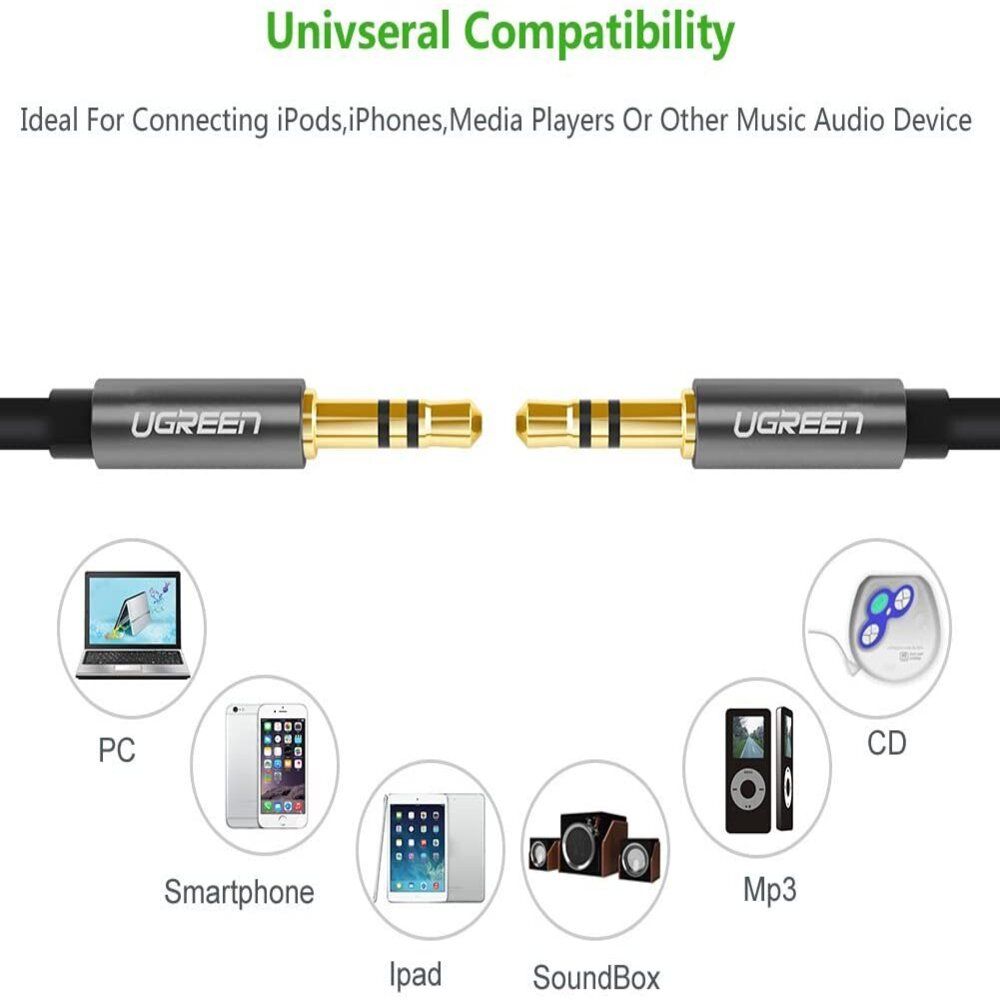 Ugreen Cable Audio Jack flat Angled 3.5mm Male to Male 1M