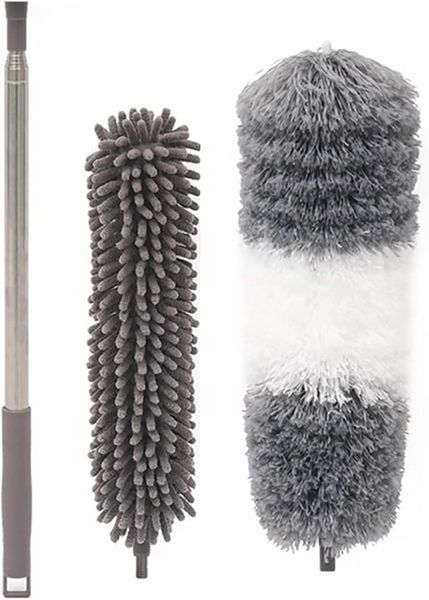 20 Foot Reach Eaves Brush &amp; Pole, Cobweb Duster with Extension Pole