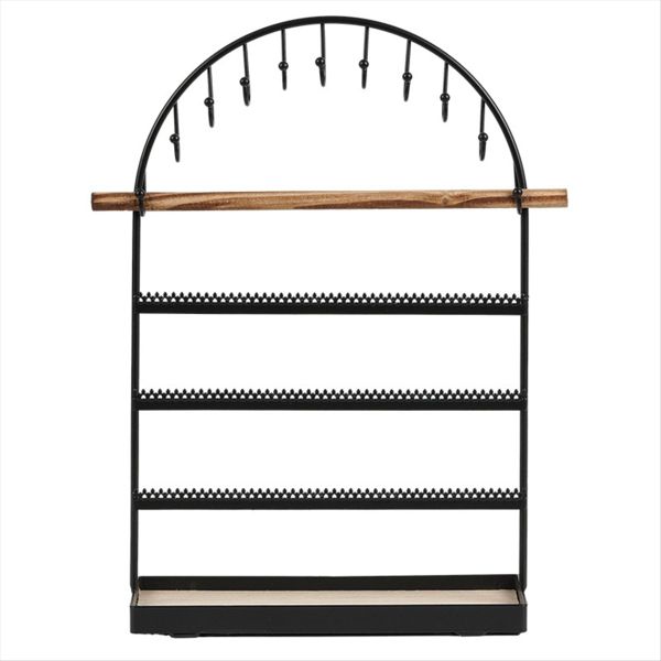 Black 5-Layer Arch Type Jewelry Display Ring Storage Box Earring Rack