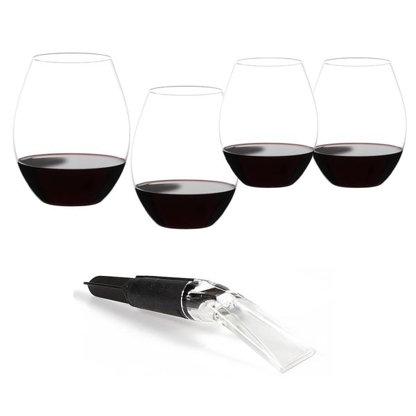 Riedel Accanto Stemless Red Wine (4PK) and Menu Wine Breather Bundle