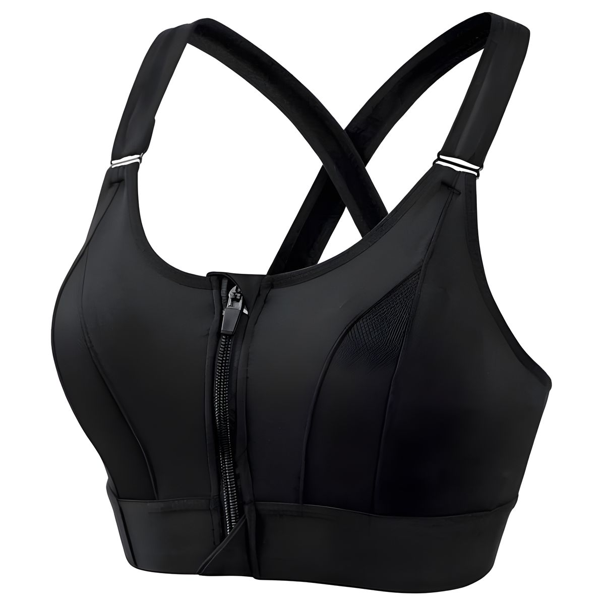 Women Zip Front Bra Wireless Sports Bras Padded Strappy Medium Support Bras