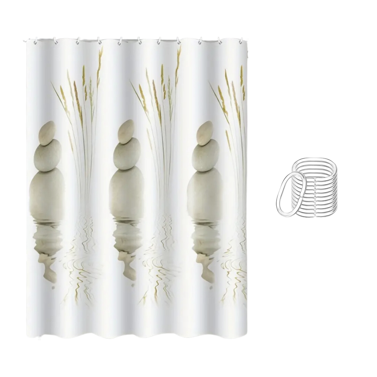 Meditation Premium Shower Curtain with 12 Clear Hooks 180 x 180cm