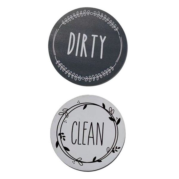 2pcs Round Magnetic Clean / Dirty Double-Sided Sign for Dishwasher
