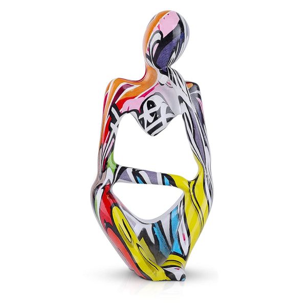Decor Yoga Ornament Graffiti Abstract Thinker Statue Set of 3 (12cm)