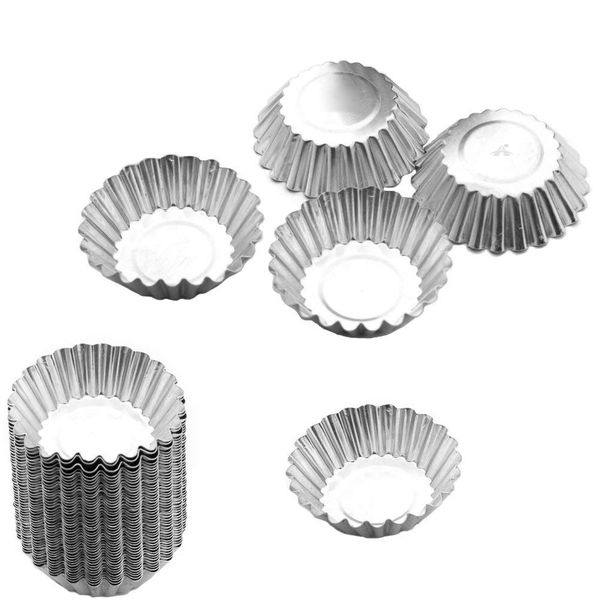ALANES 100 Pack Mini Tart Pans Egg Tart Mold Reusable Aluminium Tart Pans