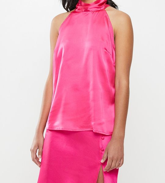 Women's Glamorous Petite halter sateen top - pink