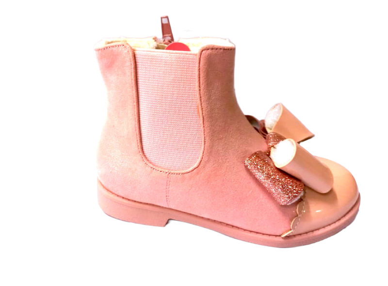 Heath Girls Boot With Front Bow Pink