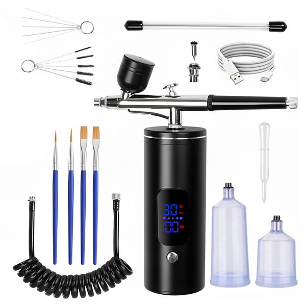 Portable Airbrush Kit with Air Compressor for Nails, Art, Makeup, Painting