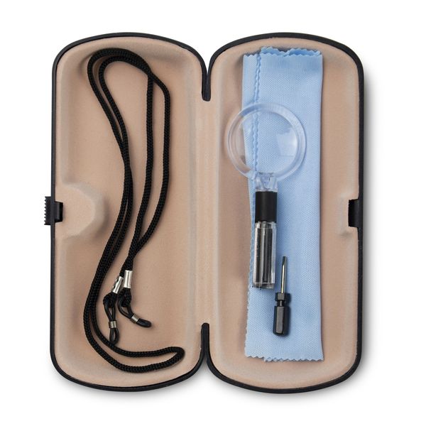 Spectacle Case and Repair Kit -Cloth, Screws, Screwdriver, Case, Cord &amp; Magnifier