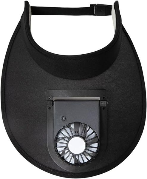 USB Fan Visor Hat, Large Brim Protection Fan Sun Hat for Traveling - Black