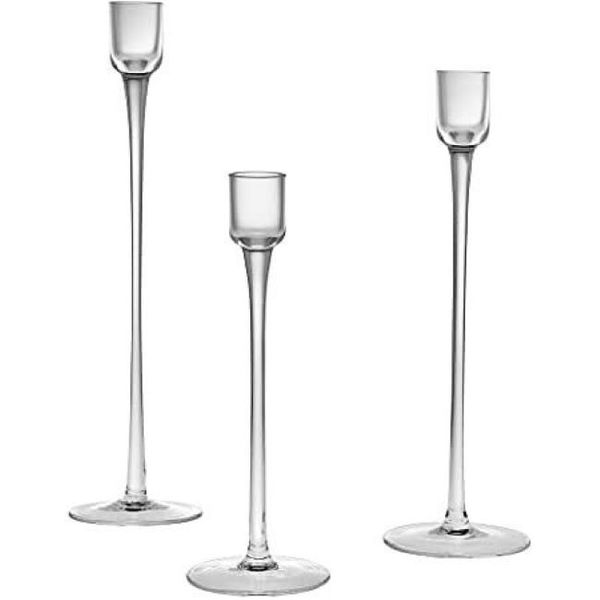 Elegant Glass Dinner Candle Holder - Set of 3