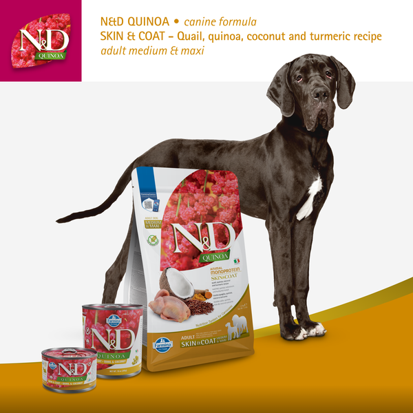 Farmina N&amp;D Skin&amp;Coat -Quail, Quinoa, Coconut &amp; Turmeric Medium&amp;Maxi