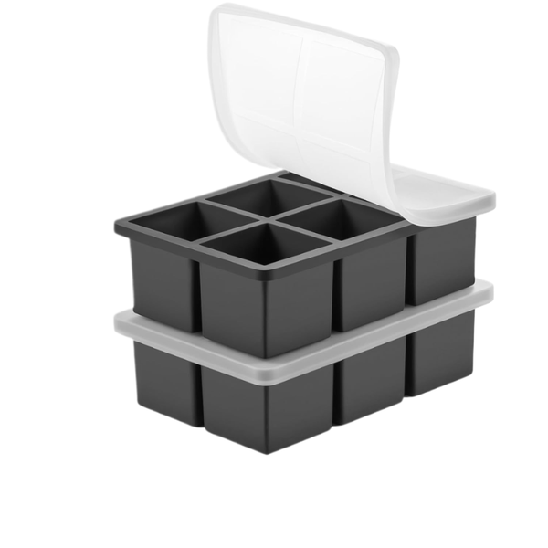 Large Ice Cube Tray for Whiskey: Silicone Ice Cube Trays with Lid - 2Pack