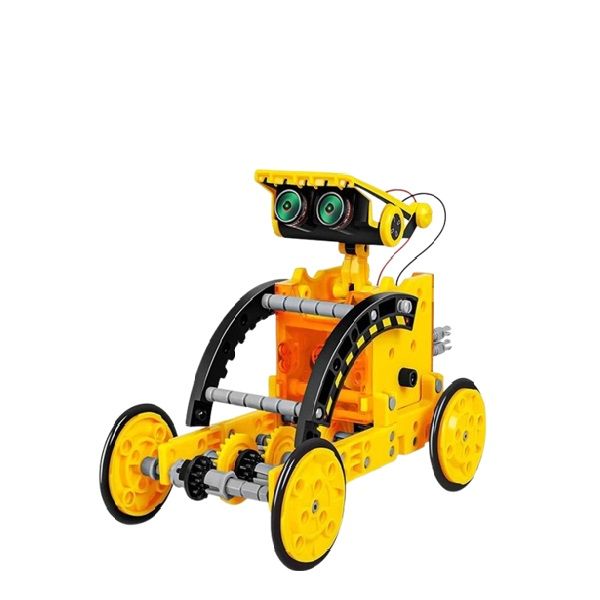 Solar Powered Robot 12-in-1 Toy - Educational STEM Building Kit in Yellow