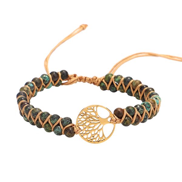 POU Handmade Tree of Life with African Turquoise Beads - Natural Stone