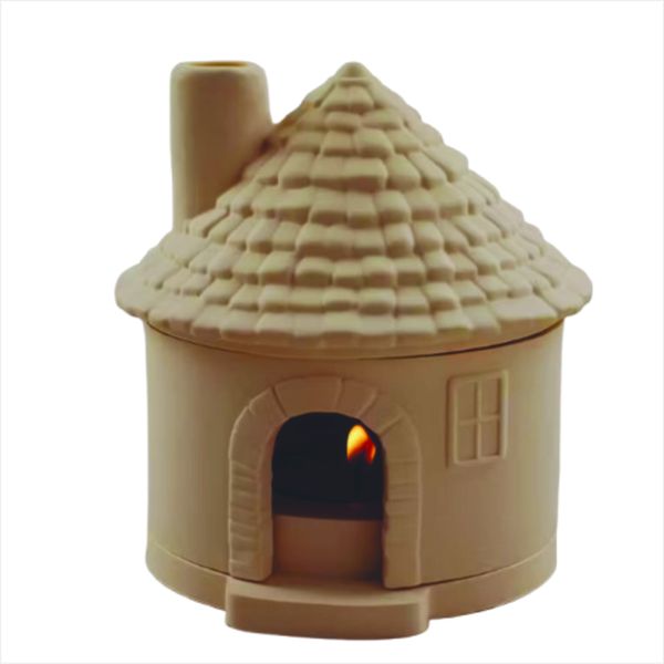 African Hut Tea Candle Holder including Tealight Candle - Set of 2