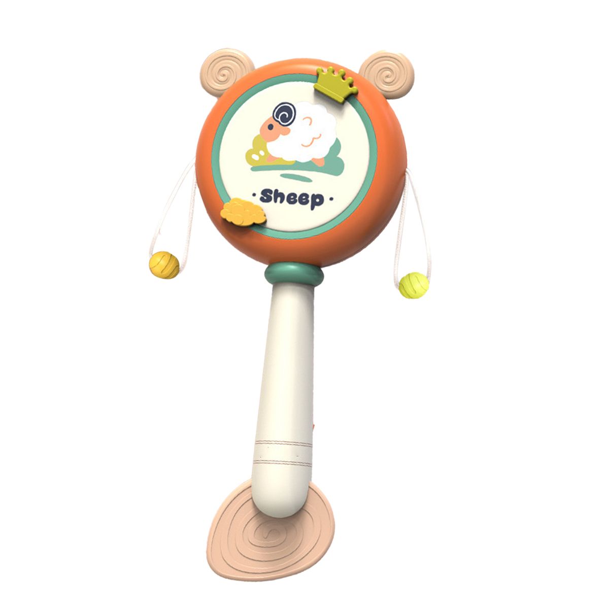 Rattle Drum Cartoon Percussion Handheld Educational Shaking Drum Toy