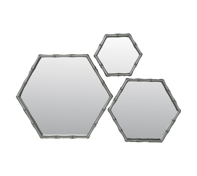 3 Piece Canberra Wall Mirror,Hexagon Shape for Home Decoration