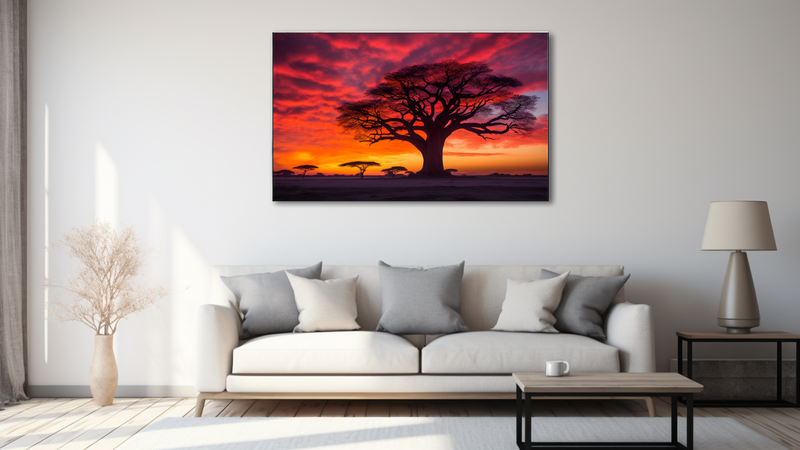Canvas Wall Art - Baobab Sunset Abstract - HD0406