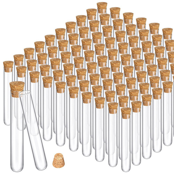 100Piece Glass Test Tubes With Cork Clear Stoppers (15X100mm/13Ml)