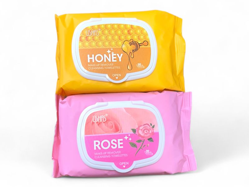 Set of 2 - Ushas Honey Rose Makeup Remover Micellar Cleansing Wipes