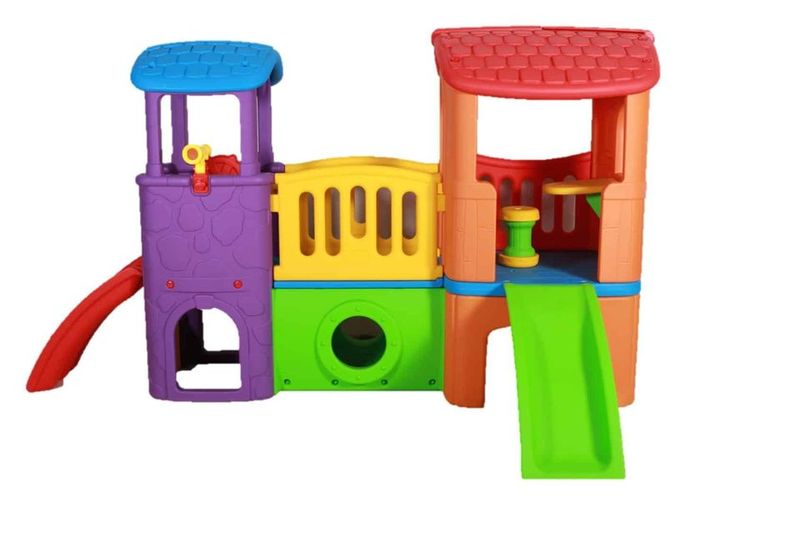 Outdoor Fun Zone Jungle Gym: A Slide and Tunnel Color Bomb! - Green Air