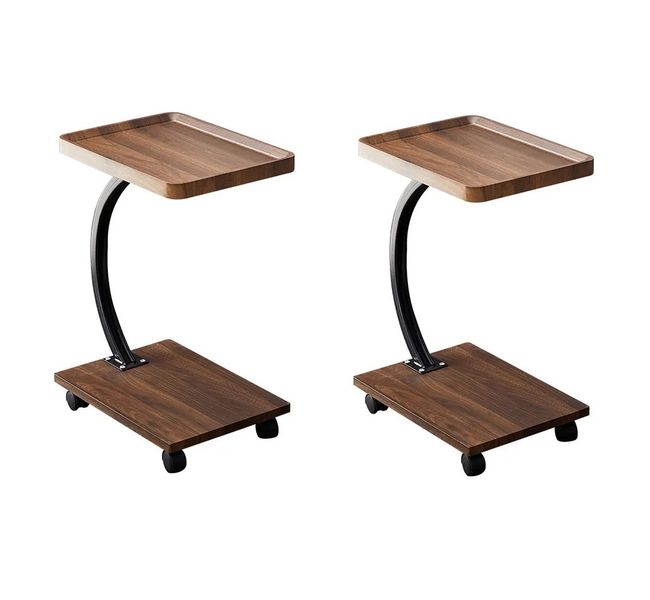 2 Pair Couch Bed Sofa Bedroom Tea Coffee Snack Metal Wood 2-Tier Side Table
