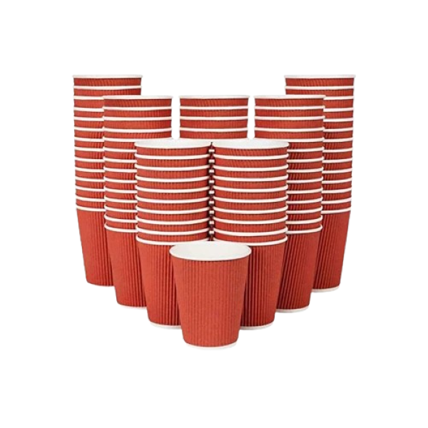 8 Oz Red Ripple Coffee Cup - 25 Pieces