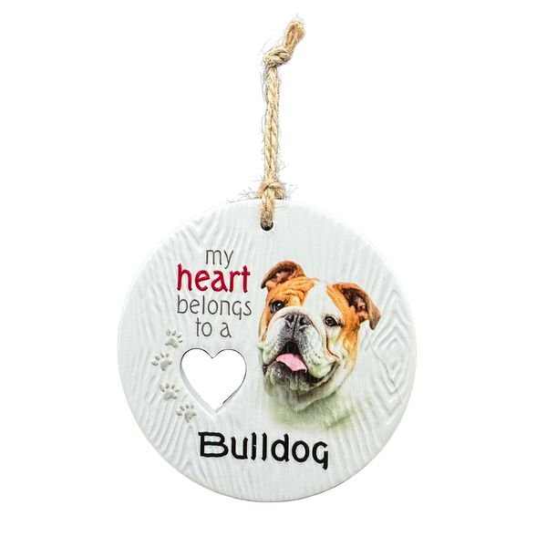 Piece of my Heart Ceramic Plaque - Bulldog