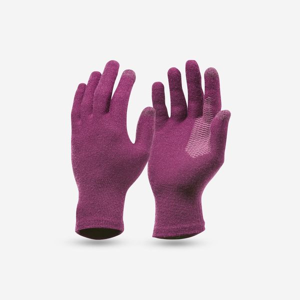 Forclaz Adult Mountain Trekking Seamless Liner Gloves - Mt500 - Burgundy