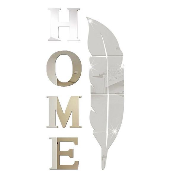 10 Pieces Home Letter Mirror Stickers Acrylic Mirror Wall