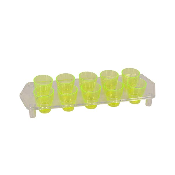 Bar Butler - 10 Coloured Plastic Shot Glasses On A Tray 25ml - Pack Of 12