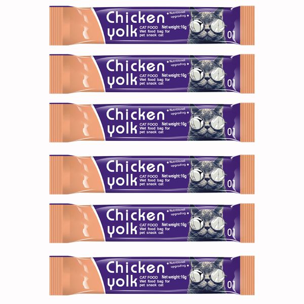 6 Piece Cat Treats Sticks Cat Wet Foods - Chicken Yolk