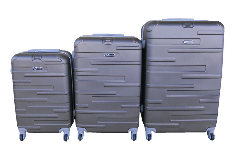 ABS Luggage Set - Spinner Suitcases with Locks, 360 Wheels - 3-Piece - Brown