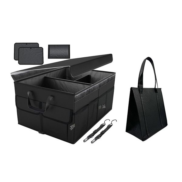 Large Capacity Sturdy Trunk Storage Organizer With Insulated Bag