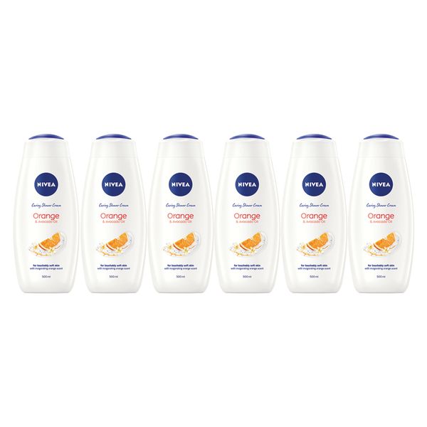 NIVEA Orange &amp; Avocado Oil Shower Cream Body Wash, 6x500ml