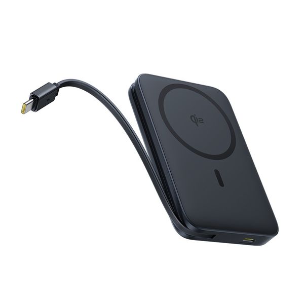 Baseus PicoGo Qi2 Power Bank with Built-in USB-C Cable 10000mAh 27W - Black