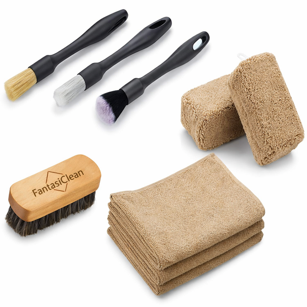FantastiClean 9 Piece Car Interior Detailing Kit with Brushes &amp; Cloths Pro