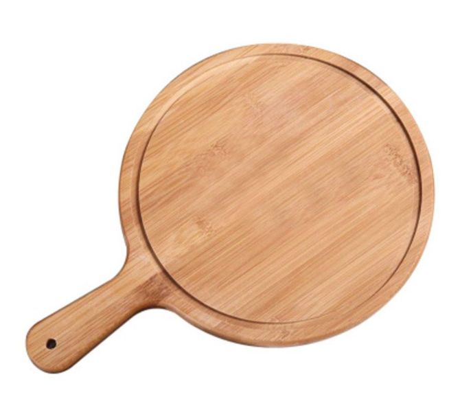 Round Bamboo Pizza Serving Tray With Handle