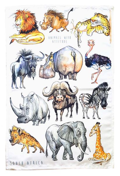 Animals with Attitude Tea Towel Dish Cloth 67x44,5cm