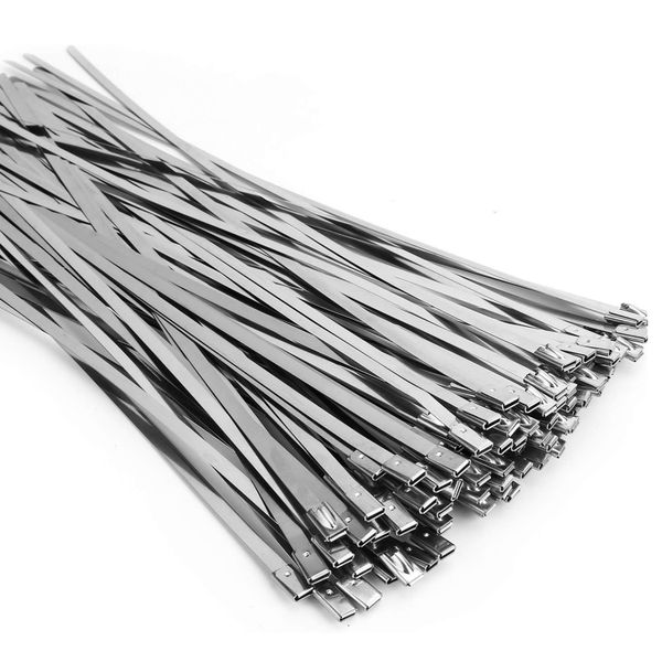 100PCS 4.6x300mm Stainless Steel Multi-Purpose Self-Locking Cable Ties