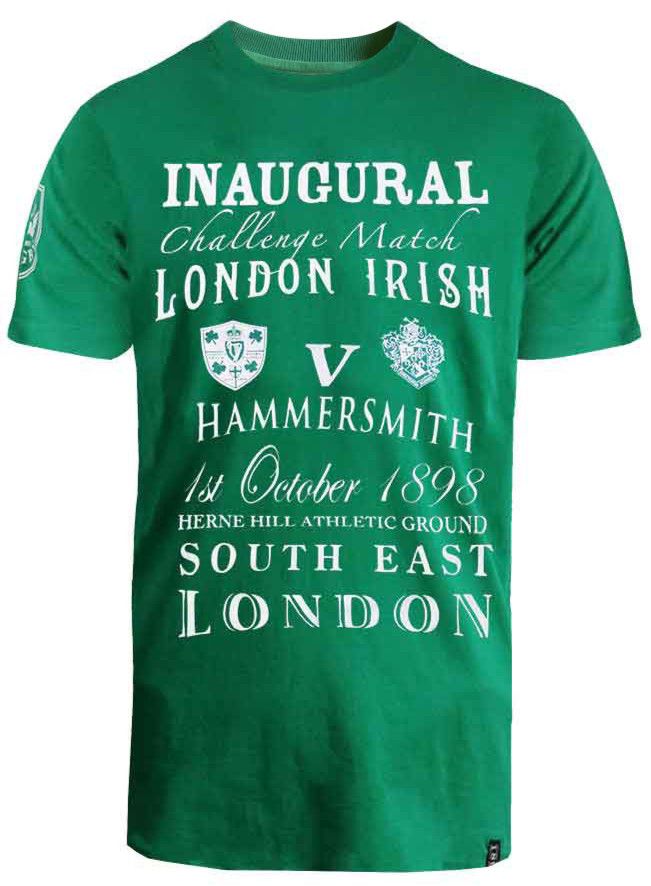 Ellis Rugby Men's London Irish Rugby TShirt Exiles Fixture Green