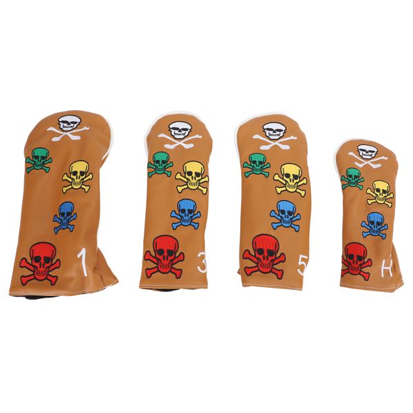 4 Pieces skeleton headcovers - yellow/brown
