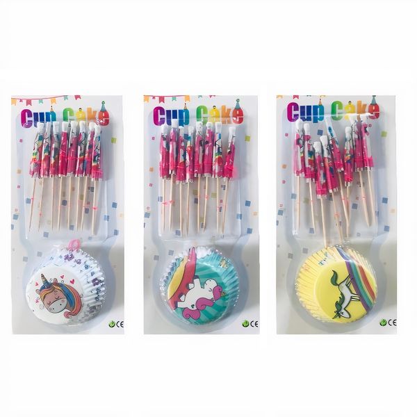 Unicorn &amp; Cupcake Kit - 72 Cupcake Liners &amp; 24 Umbrella Sticks