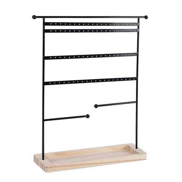 7 Tier 80 Hole Jewelry Stand with Wooden Base for Bracelet Earrings